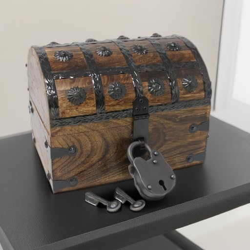 Small Wooden Pirate Treasure Chest With Lock