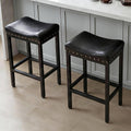 2 Pack Nailhead Faux Leather Counter Height Bar Stools