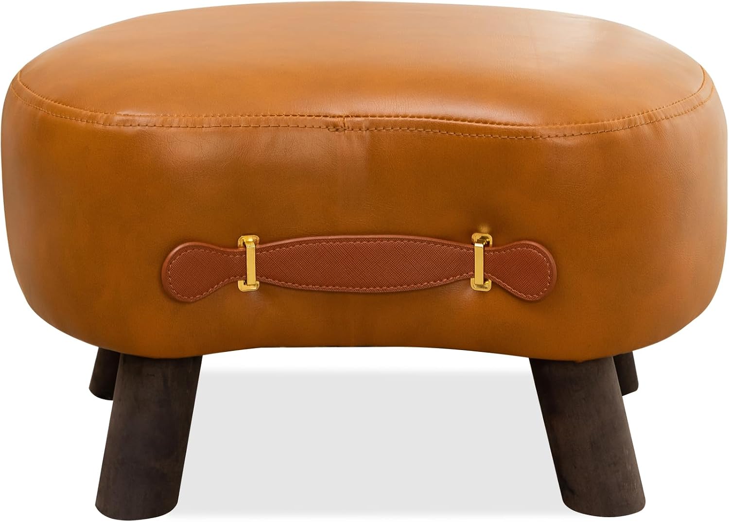 Whisky Brown Velvet Curved Wooden Leg Foot Stool