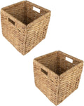 2 Pack Water Hyacinth Wicker Storage Cubes