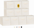 10 Pack Beige Dual Handle Collapsible Fabric Storage Cubes
