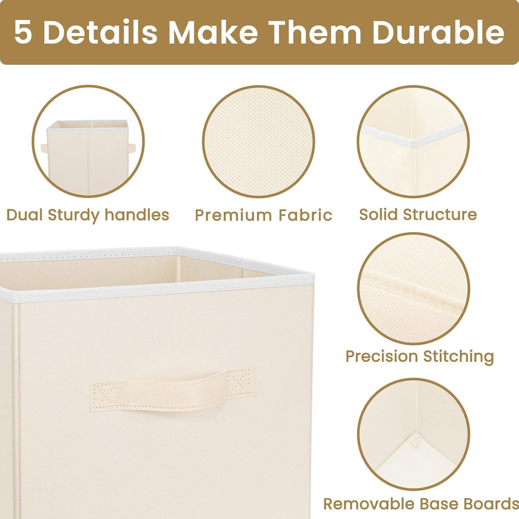 10 Pack Beige Dual Handle Collapsible Fabric Storage Cubes