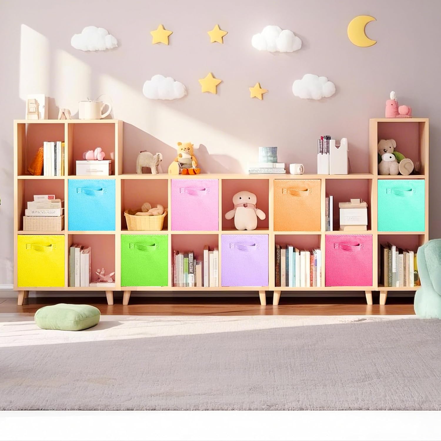 8 Pack Mixed Color Foldable Fabric Storage Cubes