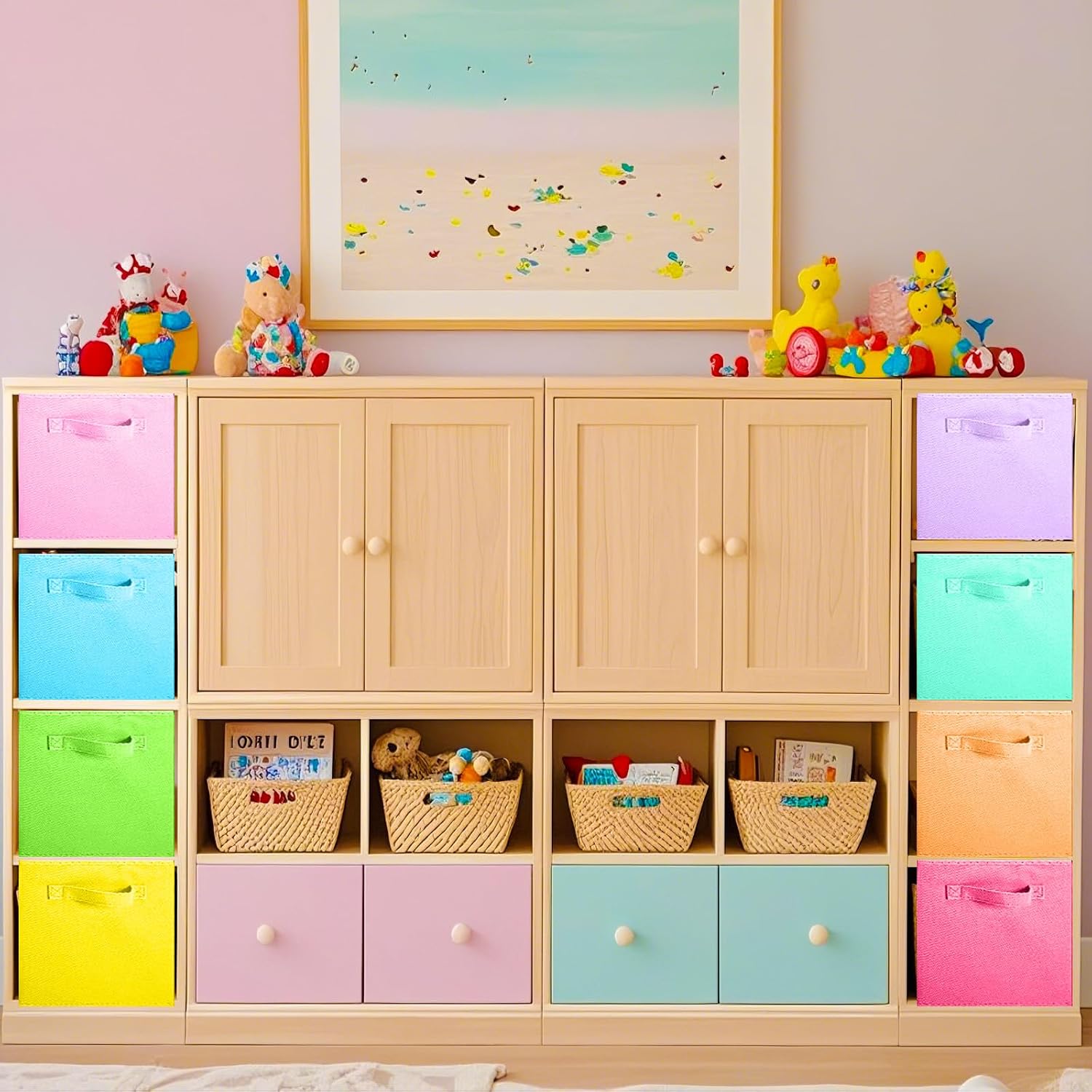 8 Pack Mixed Color Foldable Fabric Storage Cubes