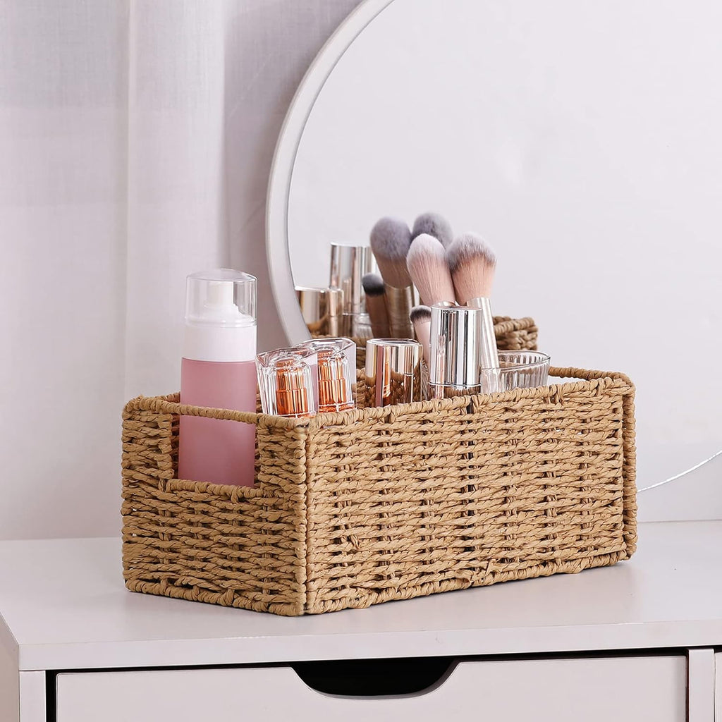 2 Pack Natural Paper Rope Wicker Cube Storage Baskets