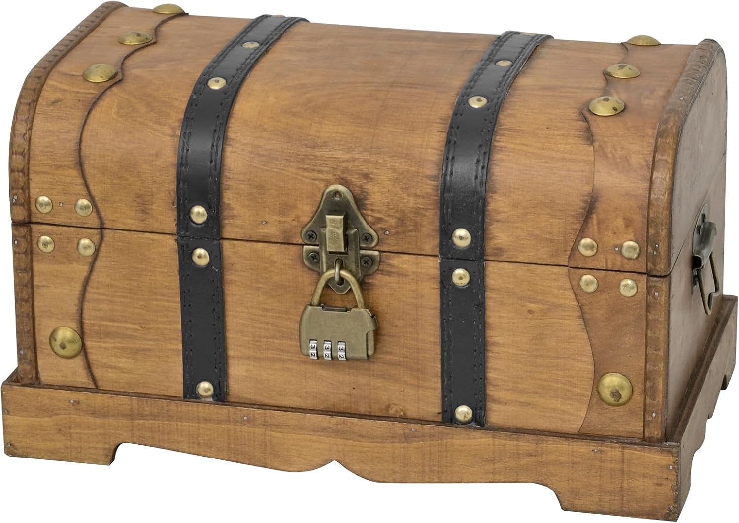 Brown Vintage Lockable Wooden Treasure Chest