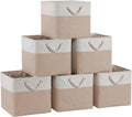 6 Pack White & Beige Collapsible Fabric Storage Cubes