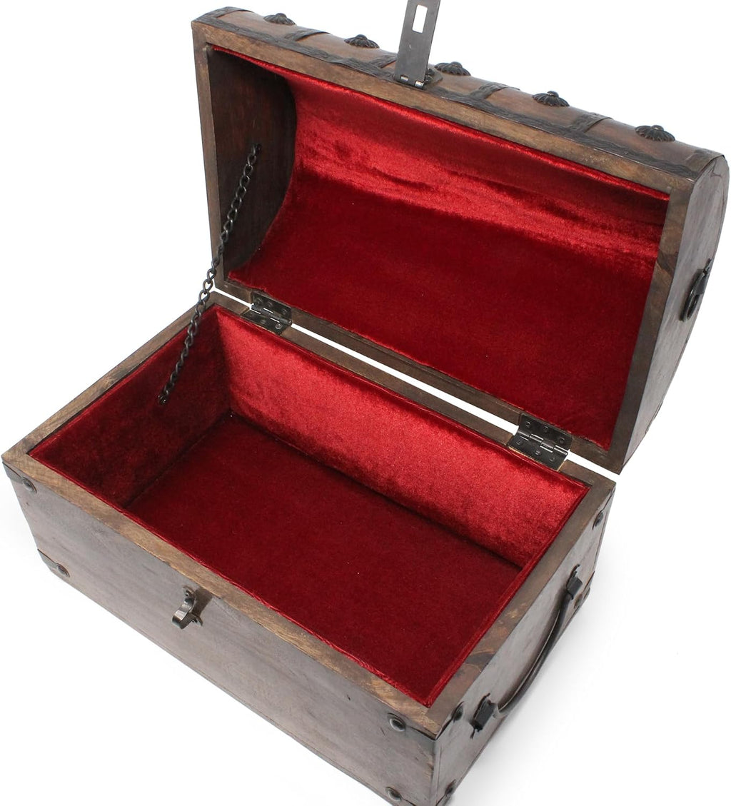 Large Velvet Lined Wooden Pirate Treasure Chest