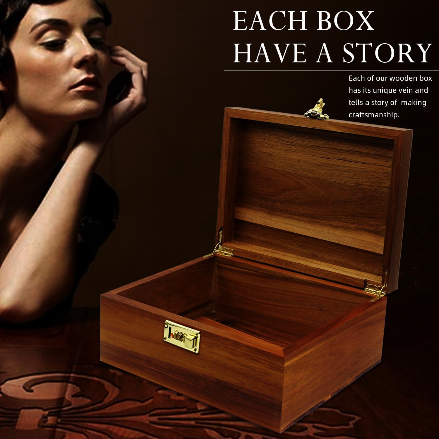 Large Combination Lock Wooden Storage Chest