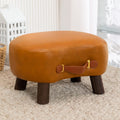 Whisky Brown Velvet Curved Wooden Leg Foot Stool