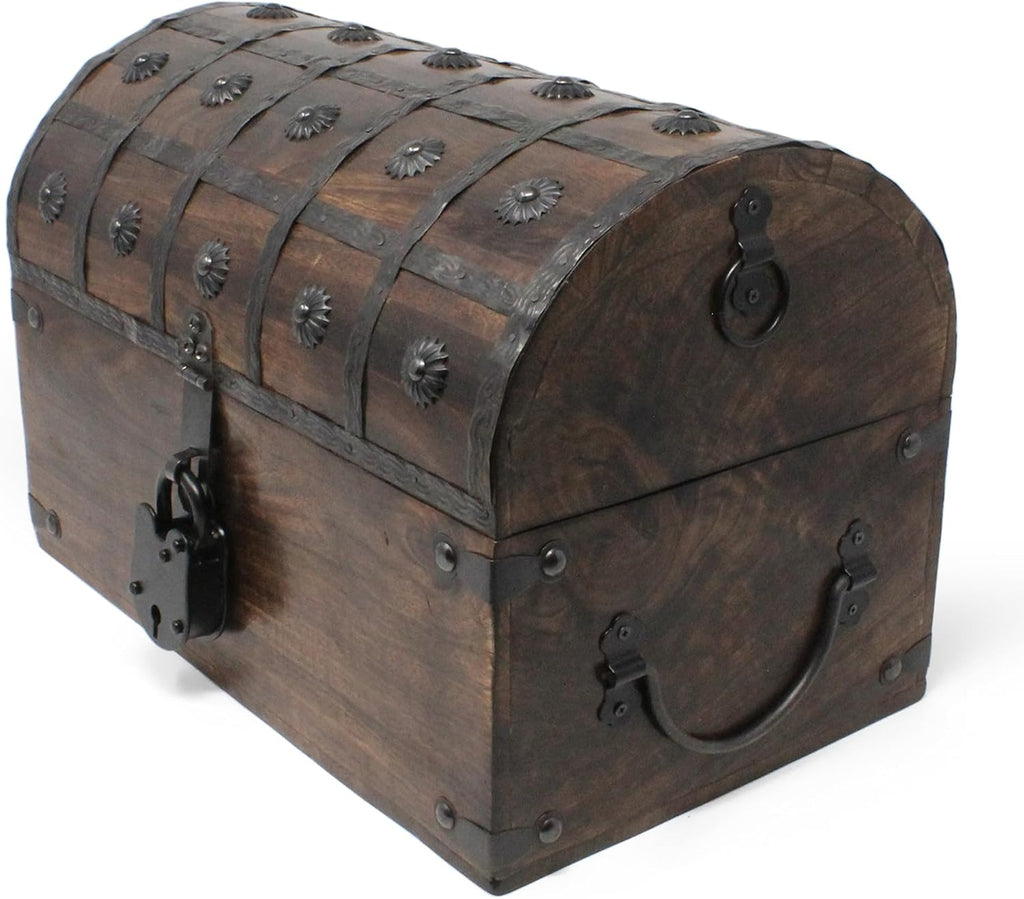 Large Velvet Lined Wooden Pirate Treasure Chest