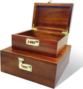 2 Pack Large Acacia Wooden Lockable Keepsake Boxes