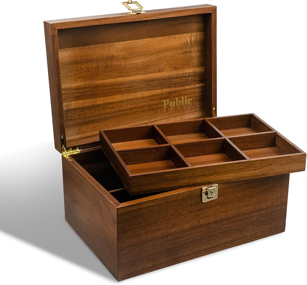 Lockable Wooden Memory Box With Adjustable Tray