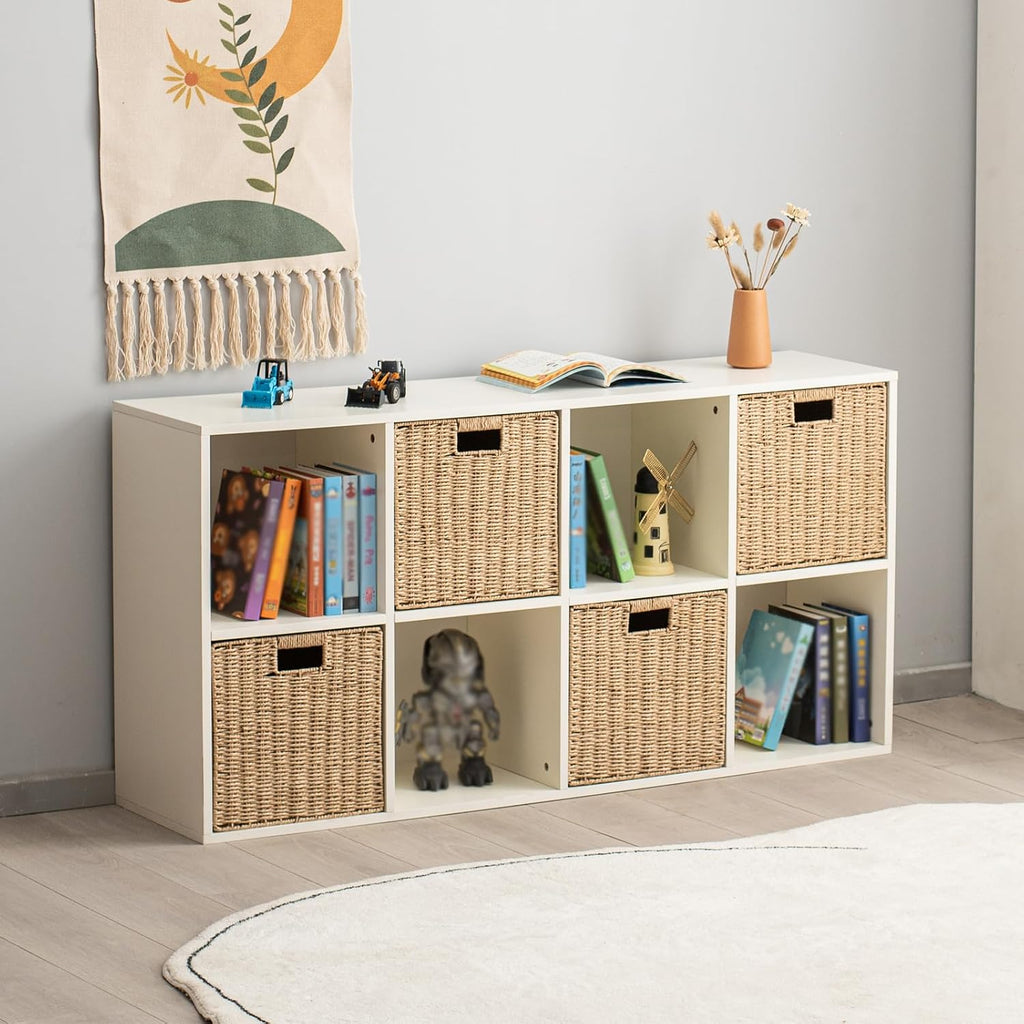 4 Pack Natural Woven Cube Baskets