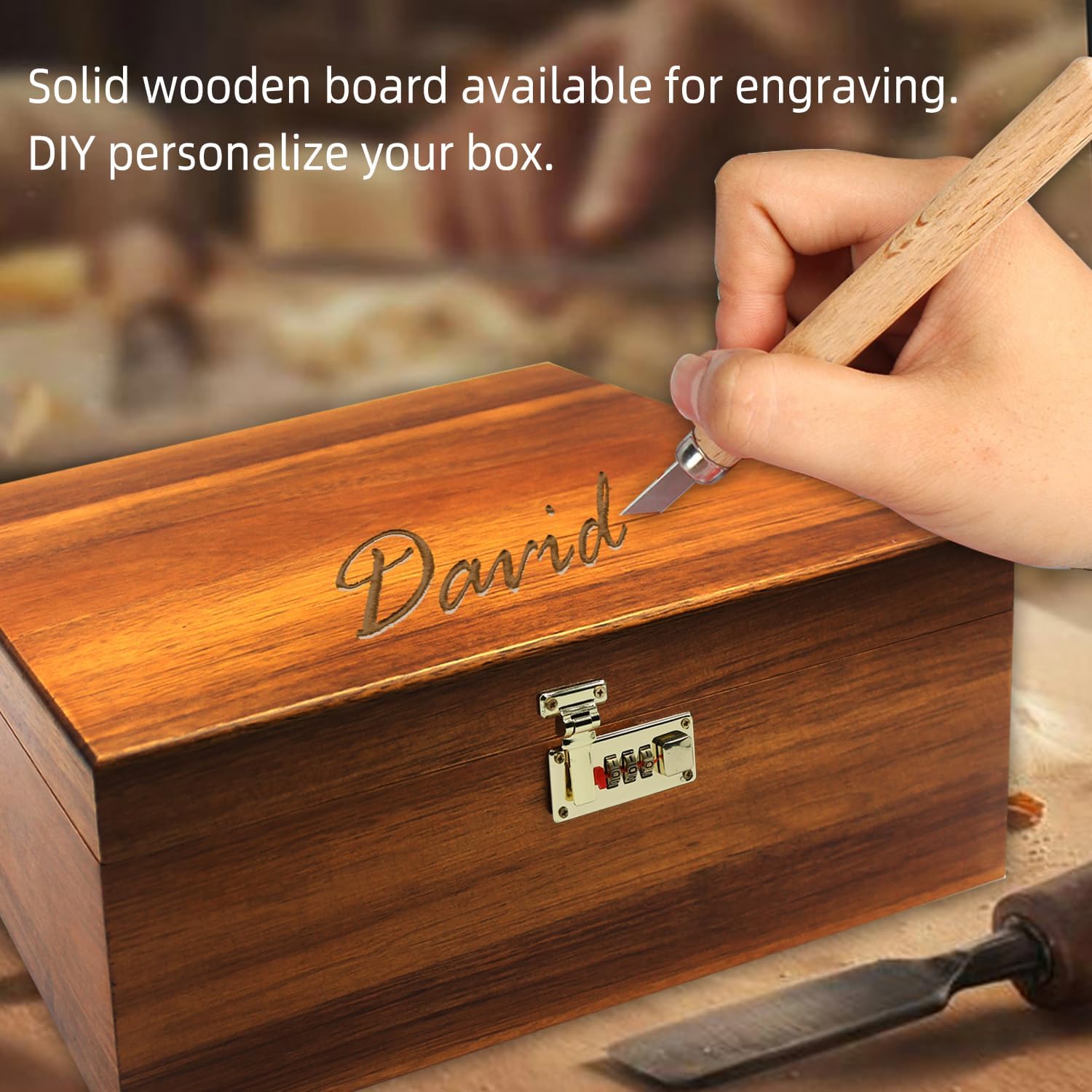 Large Combination Lock Wooden Storage Chest