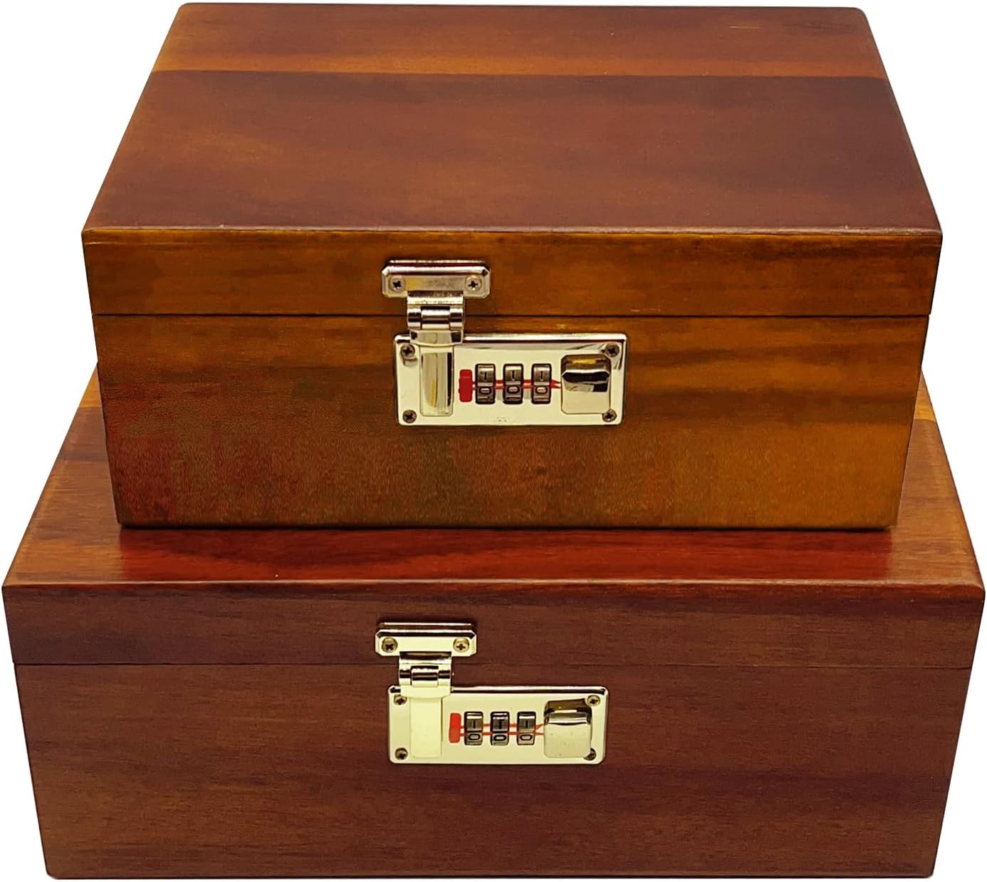 2 Pack Large Acacia Wooden Lockable Keepsake Boxes