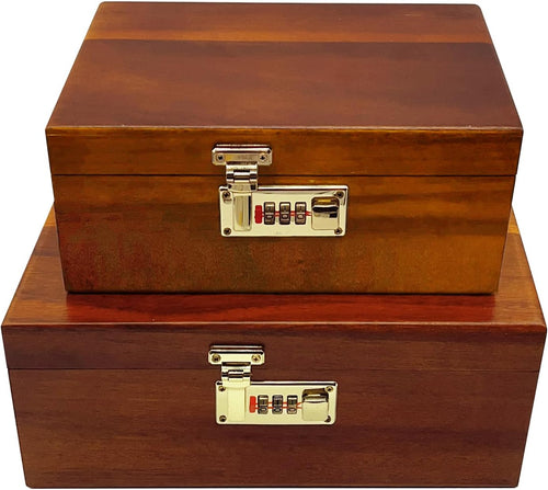 2 Pack Large Acacia Wooden Lockable Keepsake Boxes