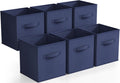 6 Pack Navy Blue Collapsible Fabric Storage Cubes