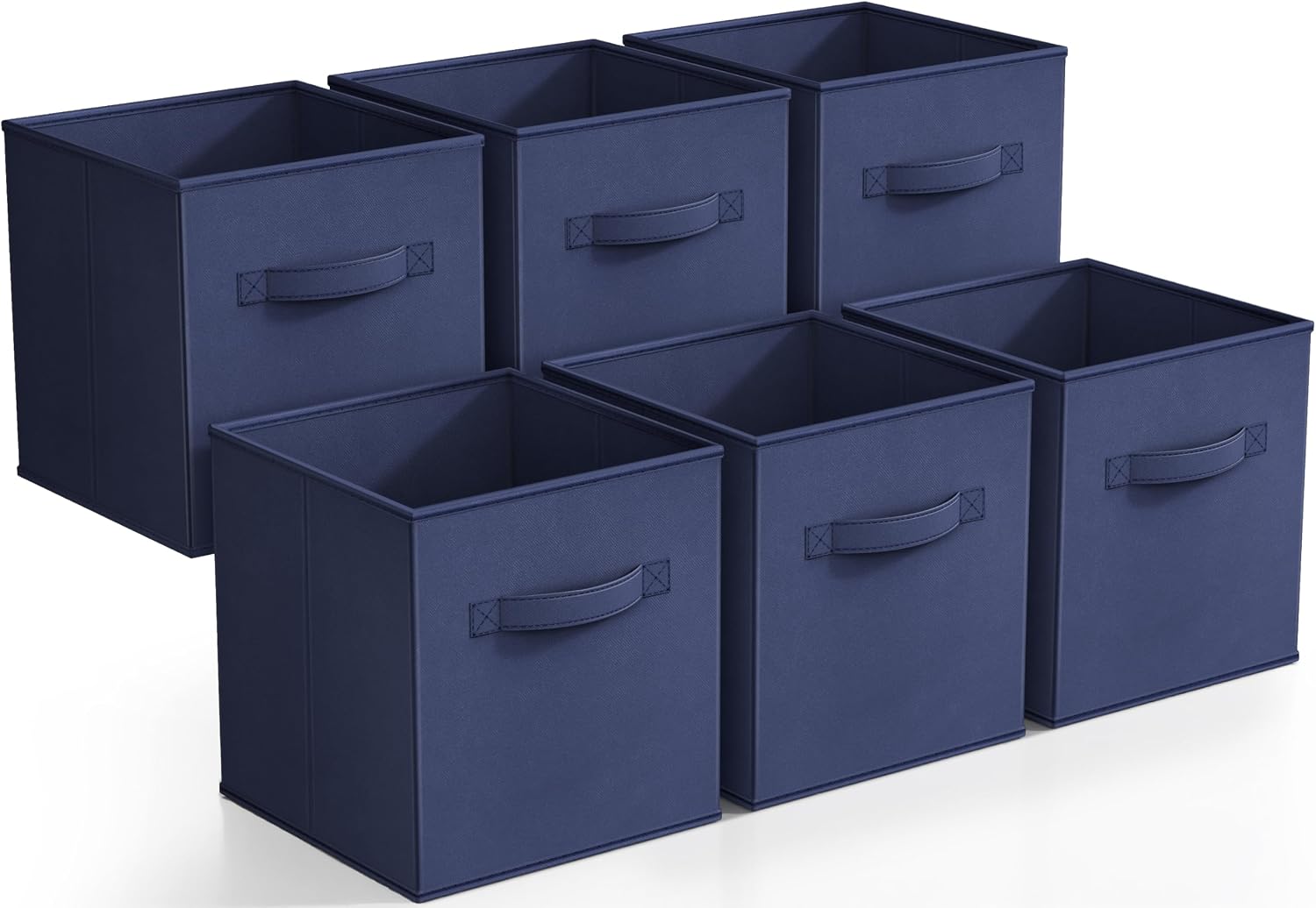 6 Pack Navy Blue Collapsible Fabric Storage Cubes