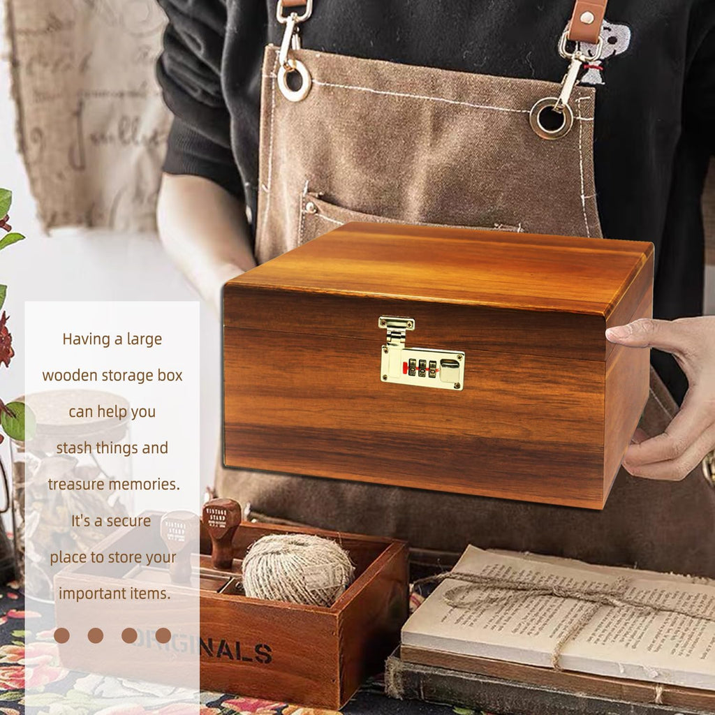 Large Combination Lock Wooden Storage Chest