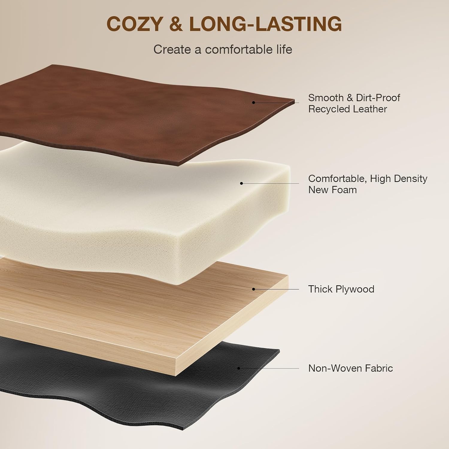 Dark Brown Large Leather X-Leg Vanity Stool