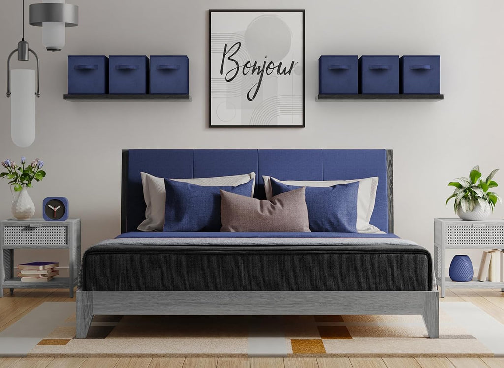 6 Pack Navy Blue Collapsible Fabric Storage Cubes