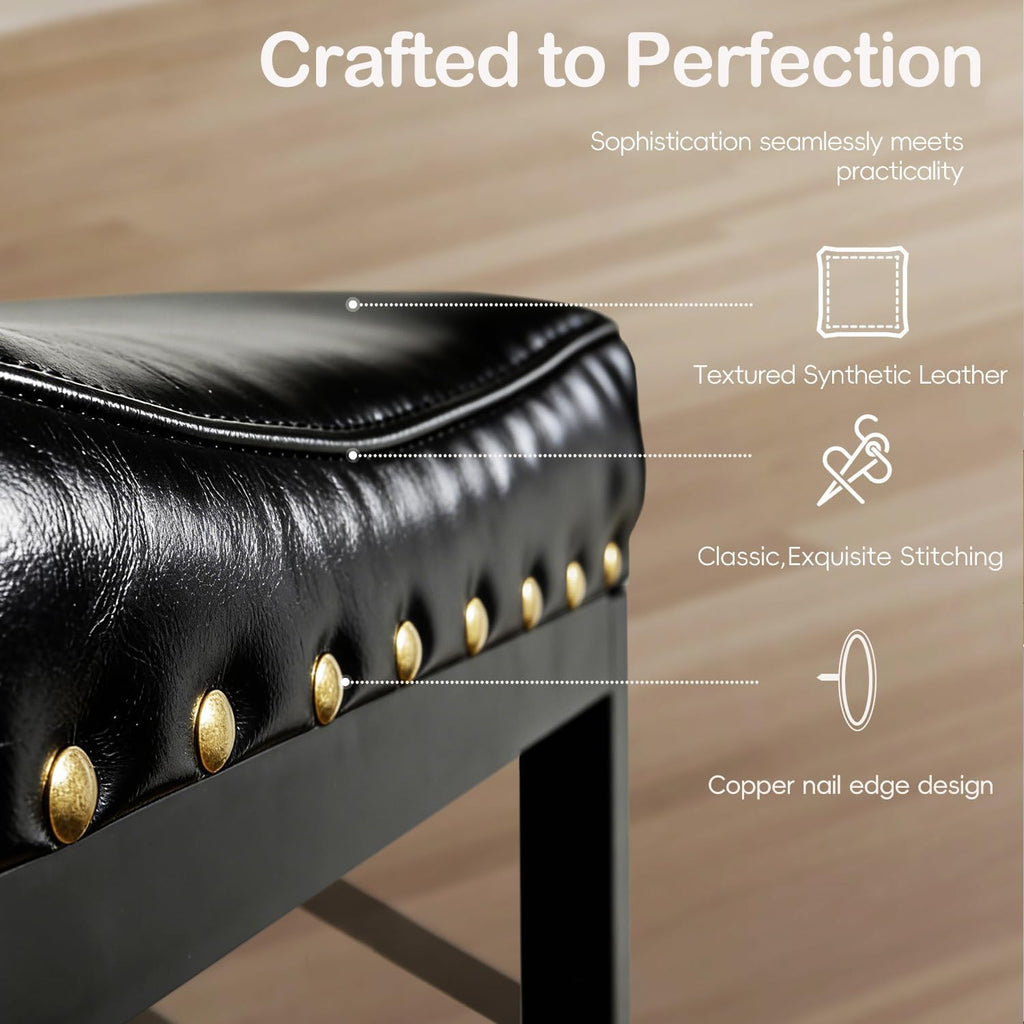 2 Pack Nailhead Faux Leather Counter Height Bar Stools