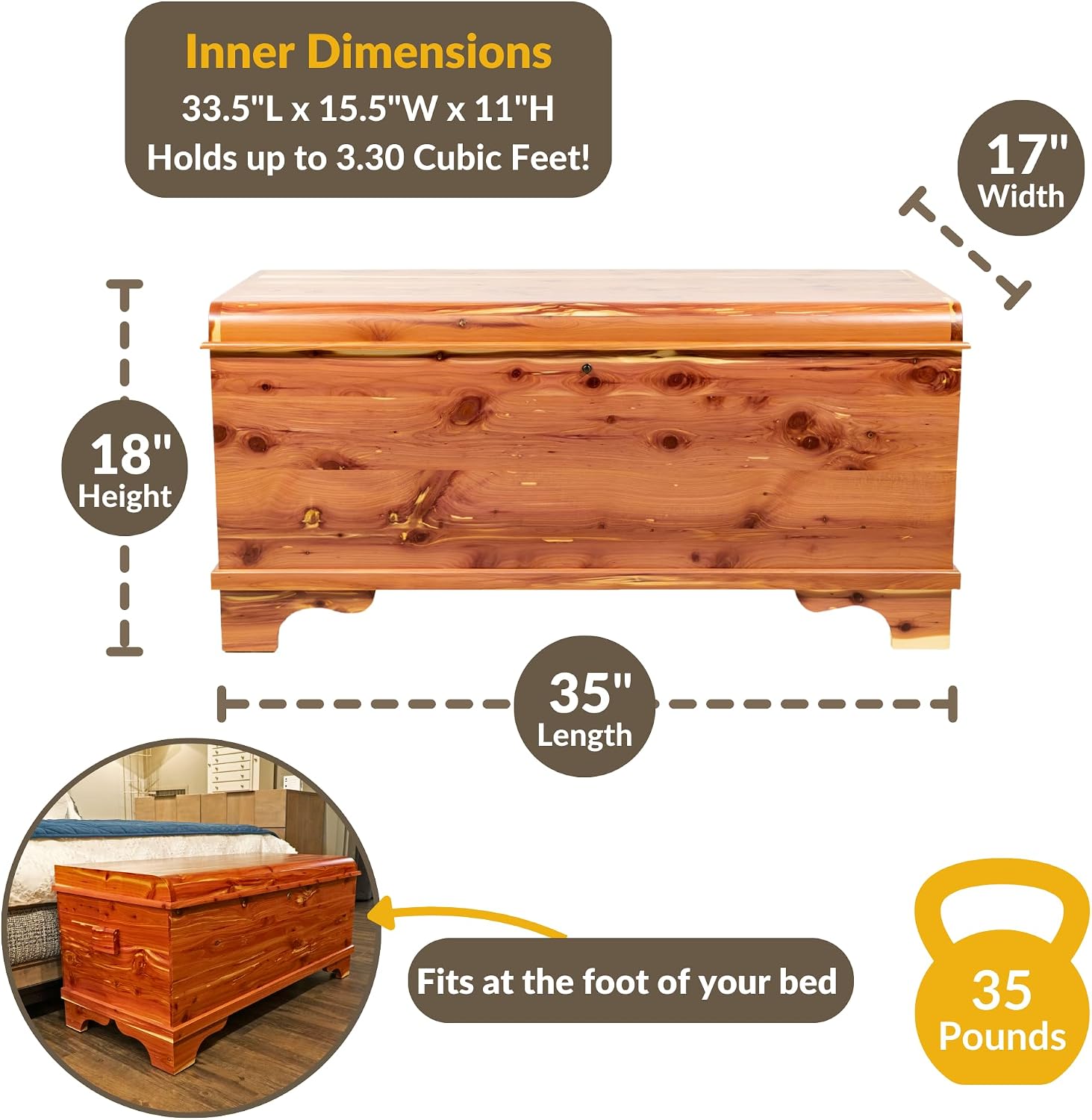 Small Red Cedar Lockable Hope Storage Chest