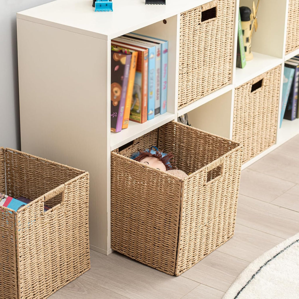 4 Pack Natural Woven Cube Baskets