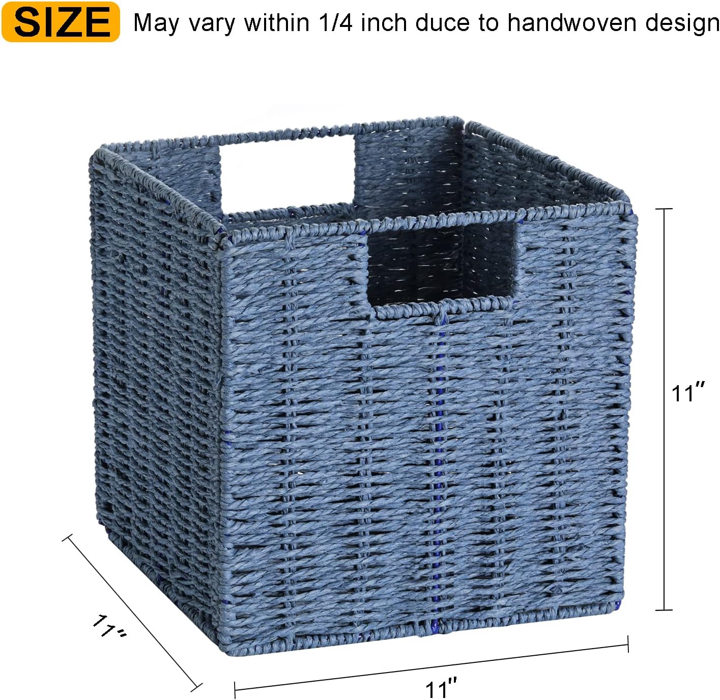 2 Pack Blue Foldable Large Wicker Cube Storage Baskets