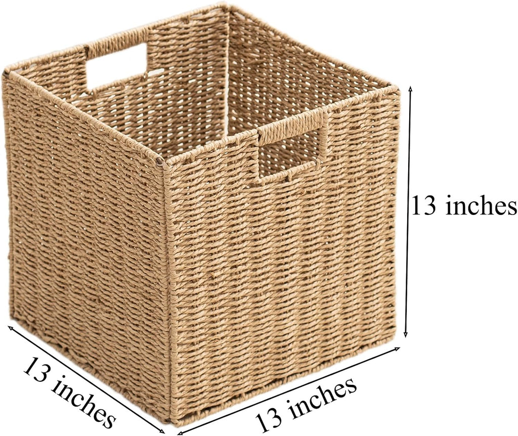 4 Pack Natural Woven Cube Baskets
