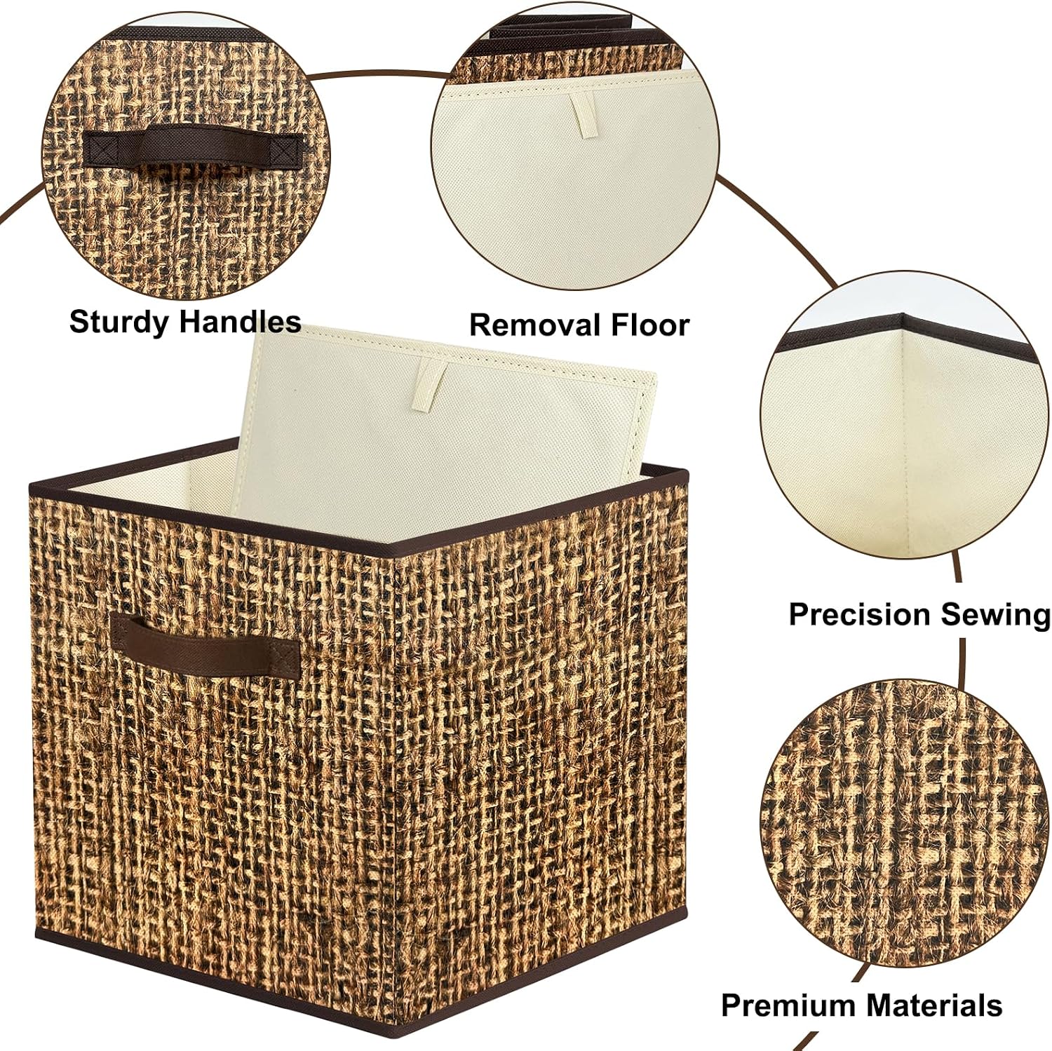 6 Pack Printed Fabric Collapsible Cube Storage Bins