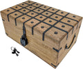 Wooden Rustic Treasure Chest Jewelry Storage Box With Iron Lock & Key