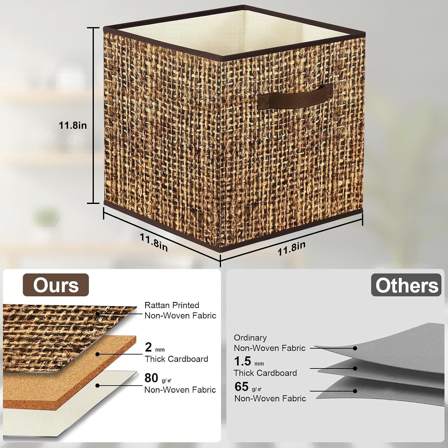 6 Pack Printed Fabric Collapsible Cube Storage Bins