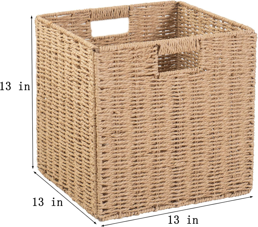 4 Pack Paper Woven Cube Storage Baskets