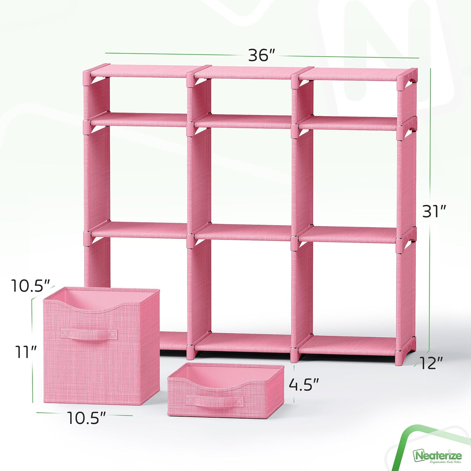 Pink 9-Cube Storage Organizer with Fabric Bins