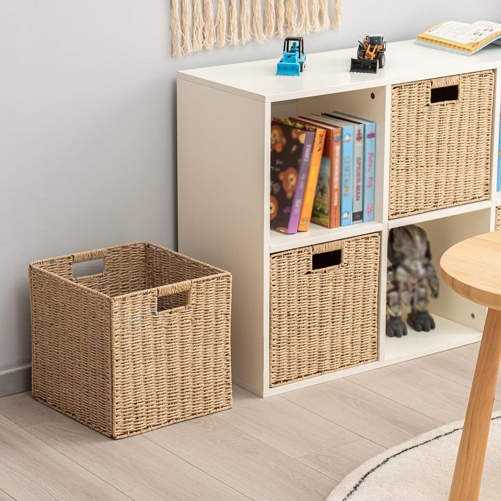 4 Pack Natural Woven Cube Baskets