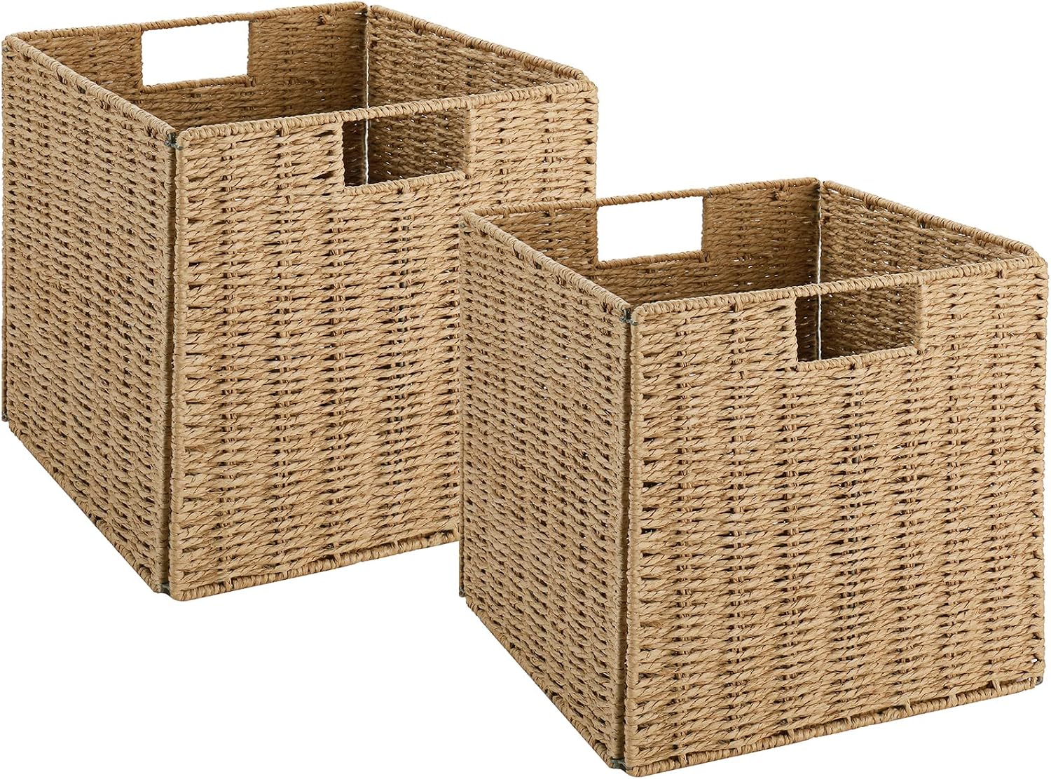 2 Pack Large Foldable Wicker Cube Storage Baskets
