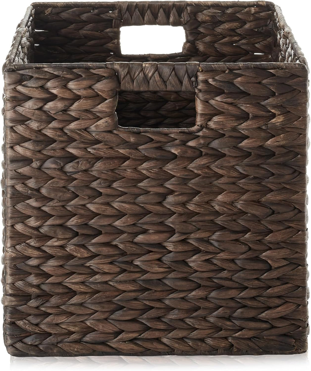 6 Pack Espresso Water Hyacinth Cube Baskets