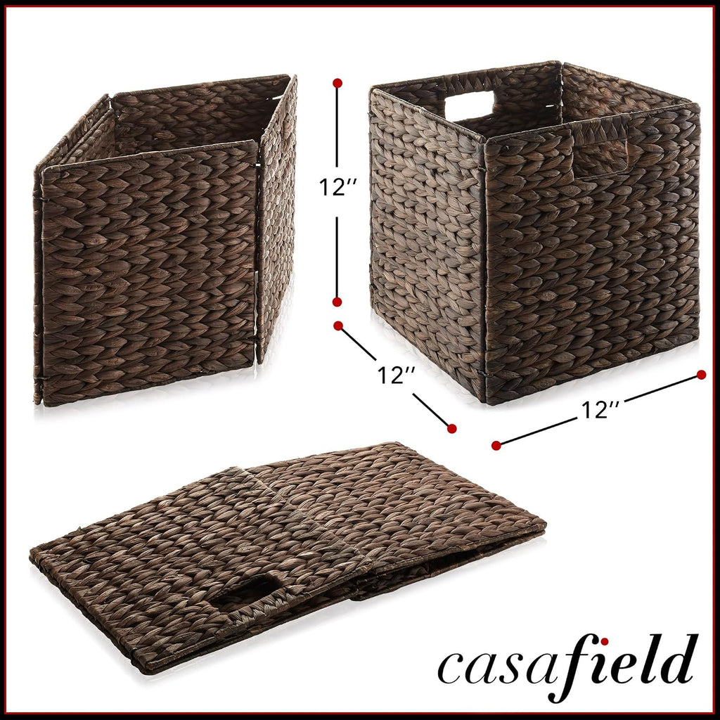 6 Pack Espresso Water Hyacinth Cube Baskets