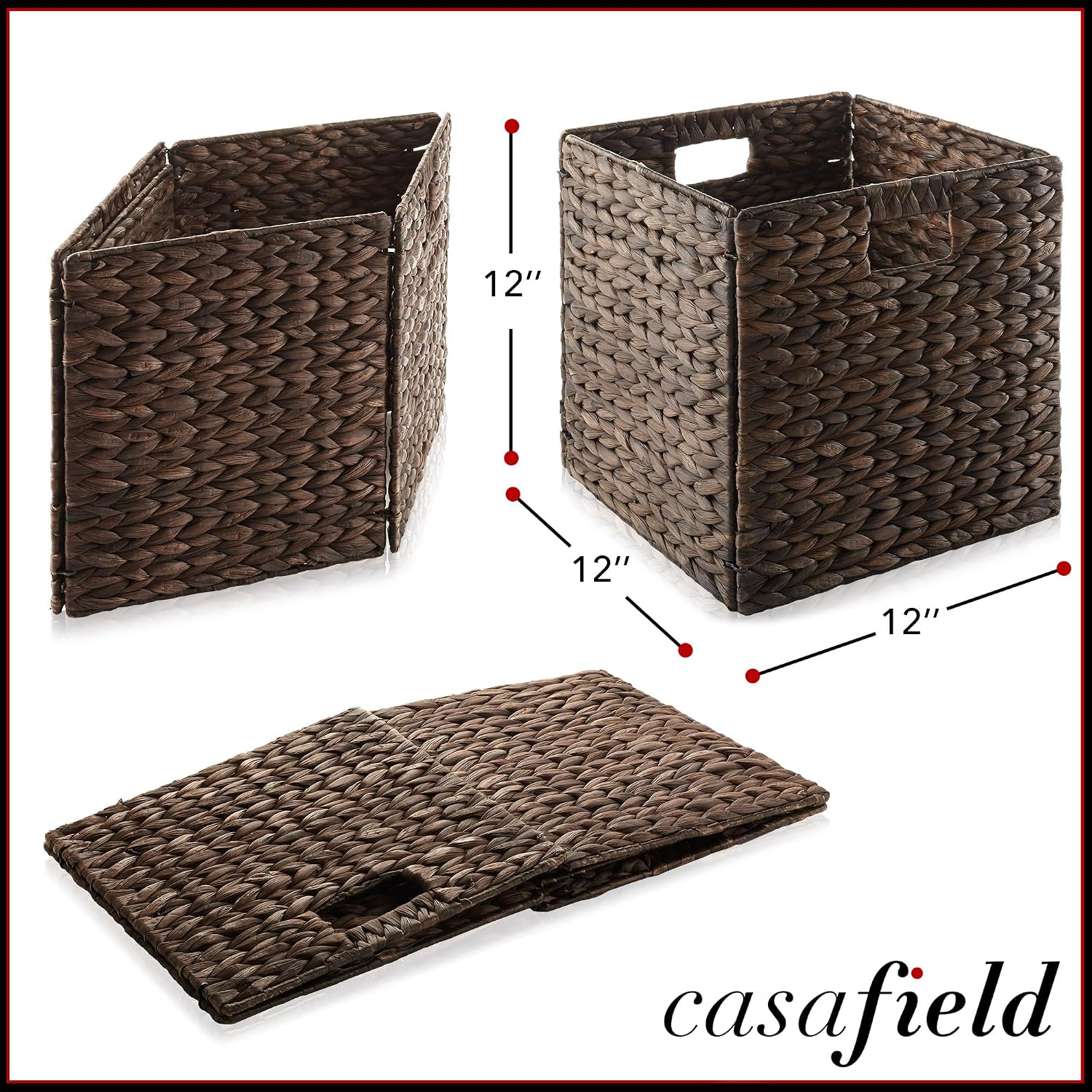 6 Pack Espresso Water Hyacinth Cube Baskets