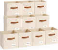 10 Pack Beige Labeled Fabric Storage Cubes