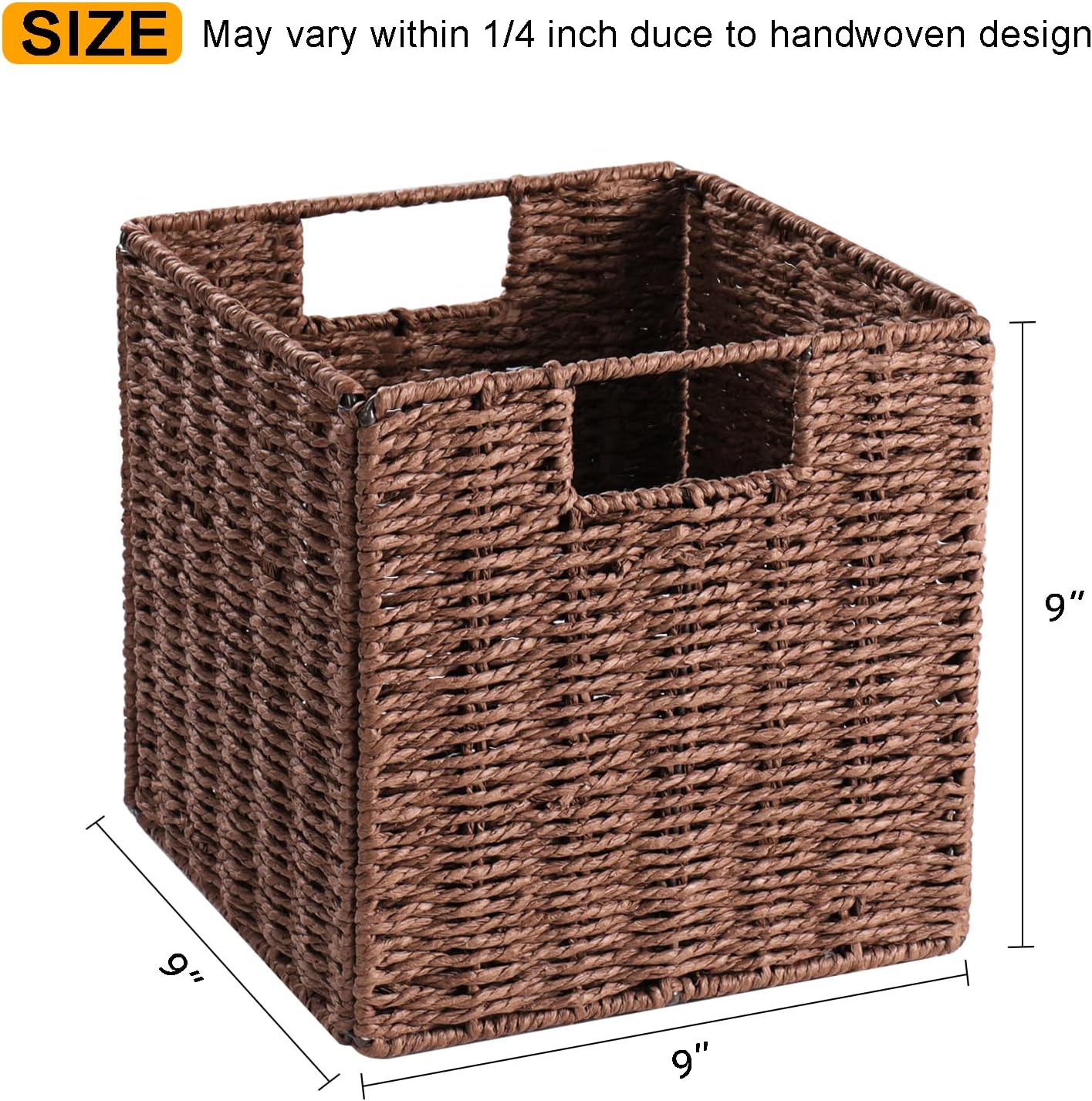 2 Pack Brown Small Wicker Cube Storage Baskets