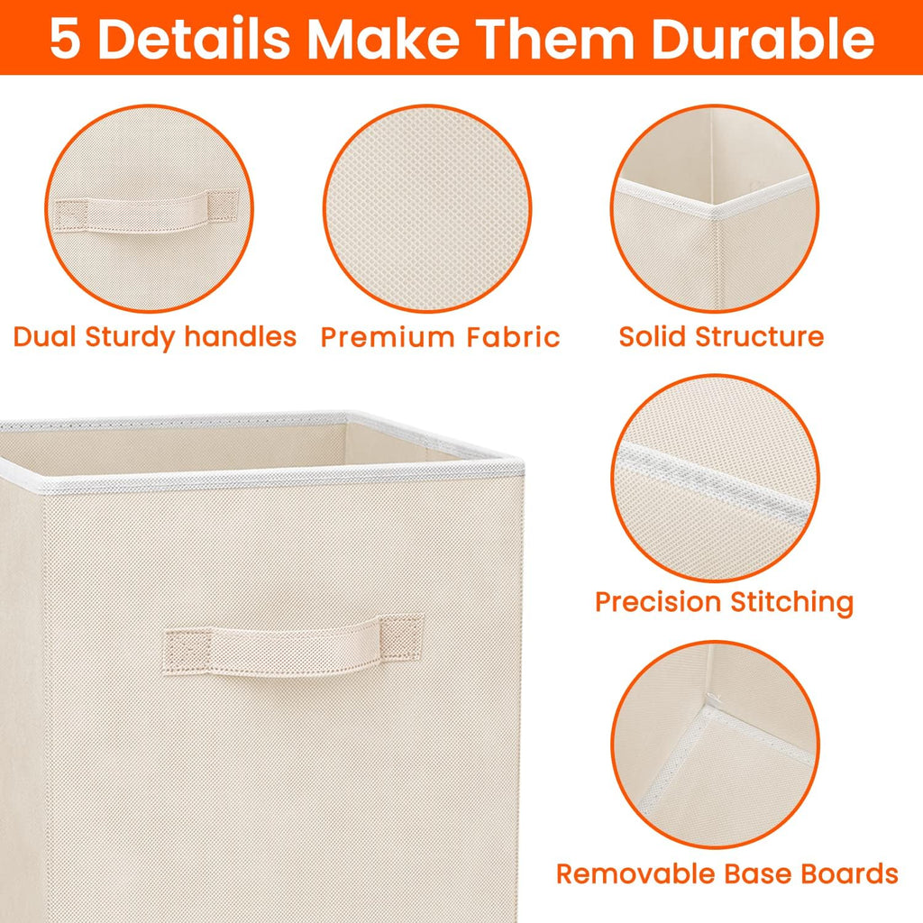 8 Pack Beige Heavy Duty Collapsible Fabric Storage Cubes