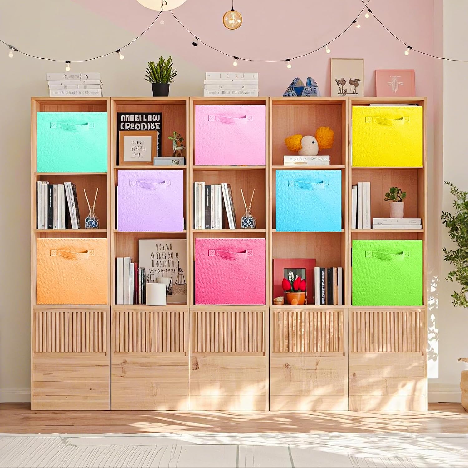 8 Pack Mixed Color Foldable Fabric Storage Cubes