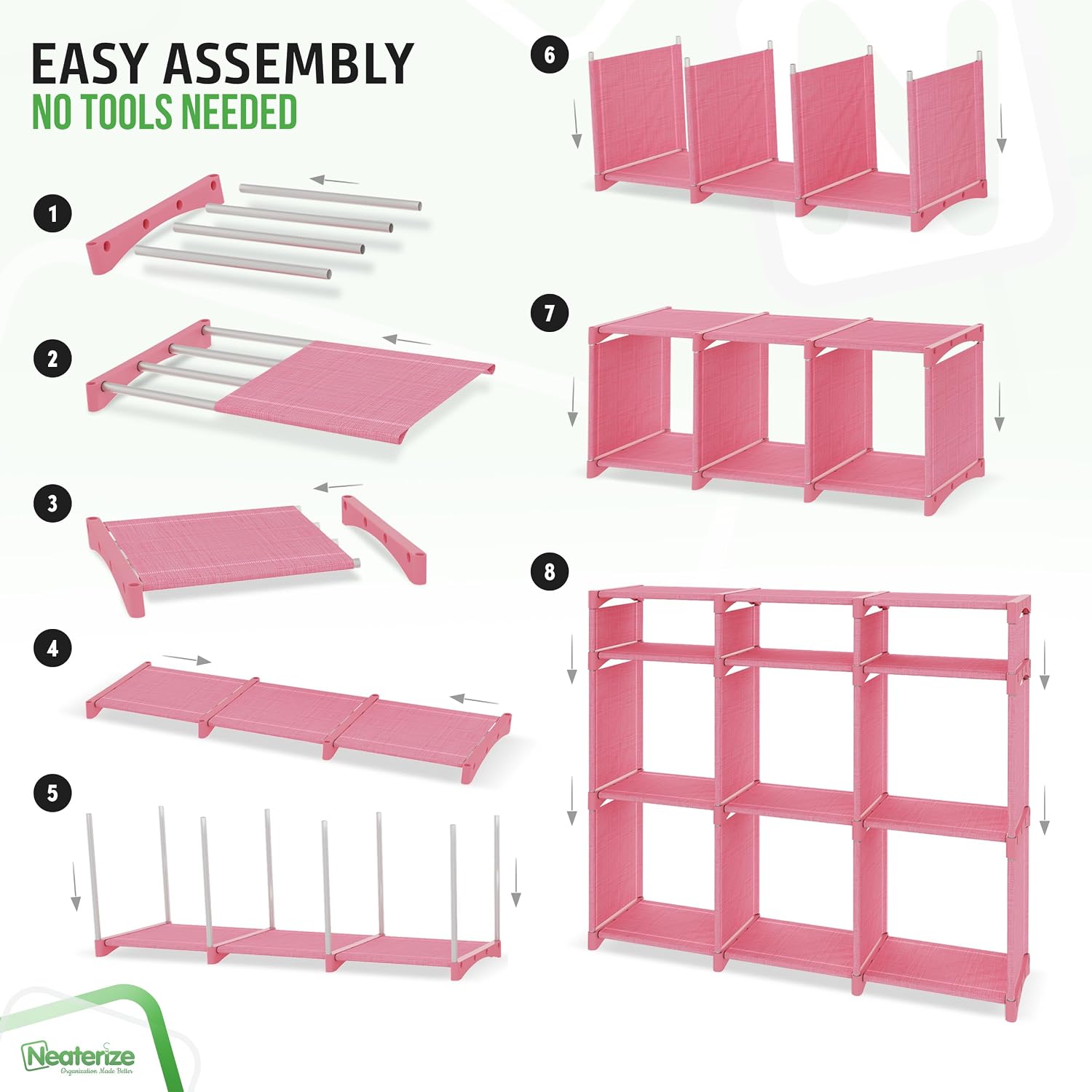 Pink 9-Cube Storage Organizer with Fabric Bins