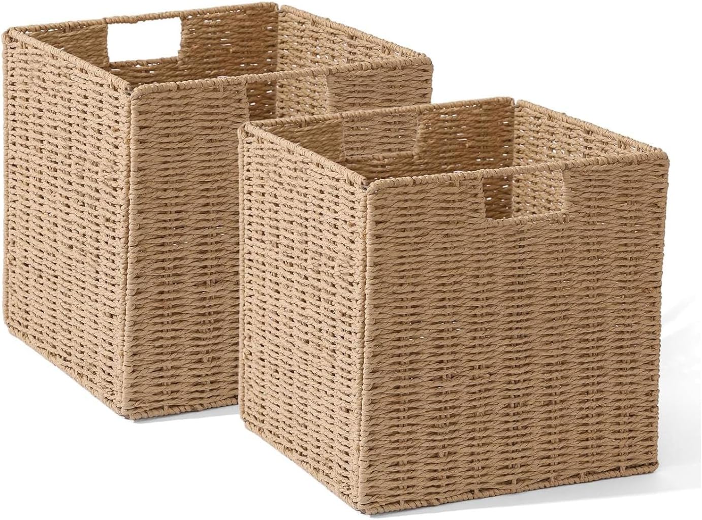 2 Pack Natural Paper Rope Cube Baskets