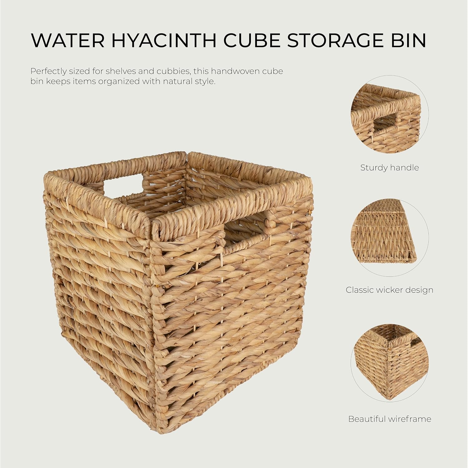 2 Pack Water Hyacinth Wicker Storage Cubes