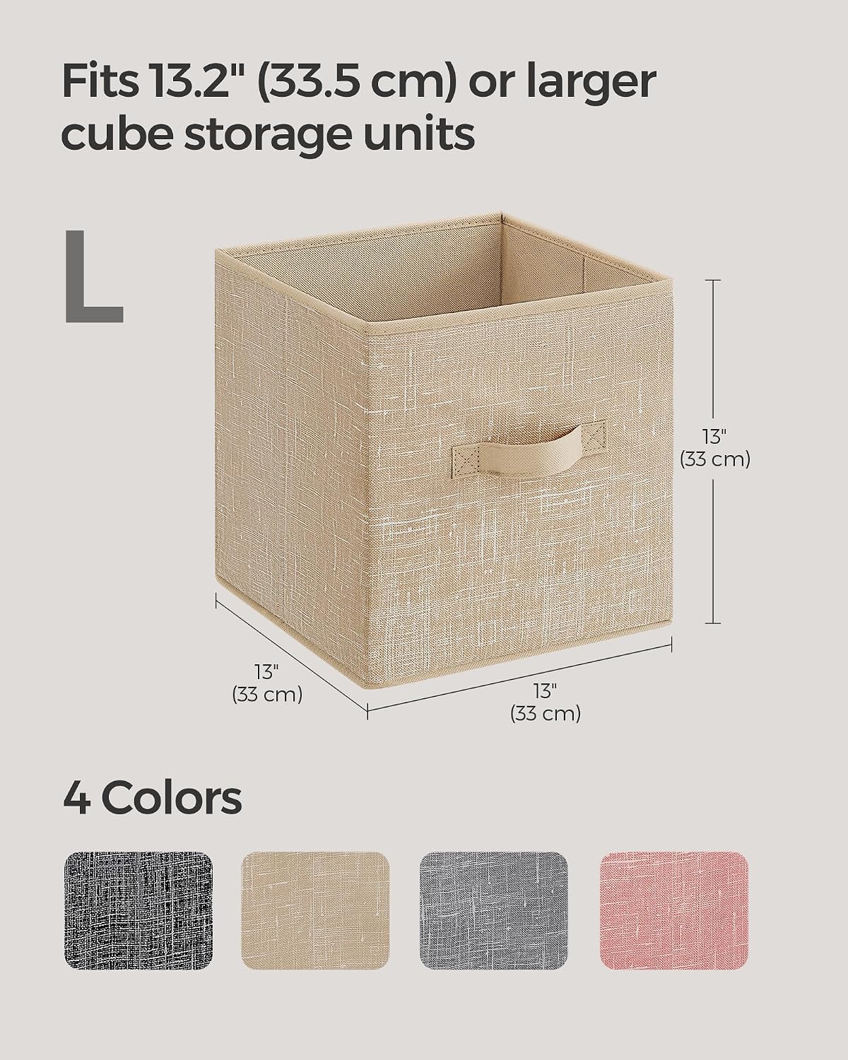 8 Pack Sand Beige Foldable Non-Woven Fabric Storage Cubes