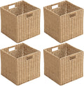 4 Pack Natural Woven Cube Baskets